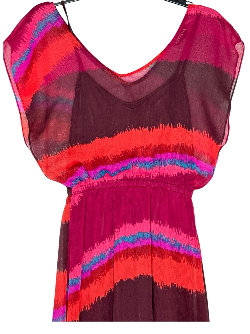 Express Pink Purple Abstract Chiffon Mini Dress Size XS - Picture 5 of 12